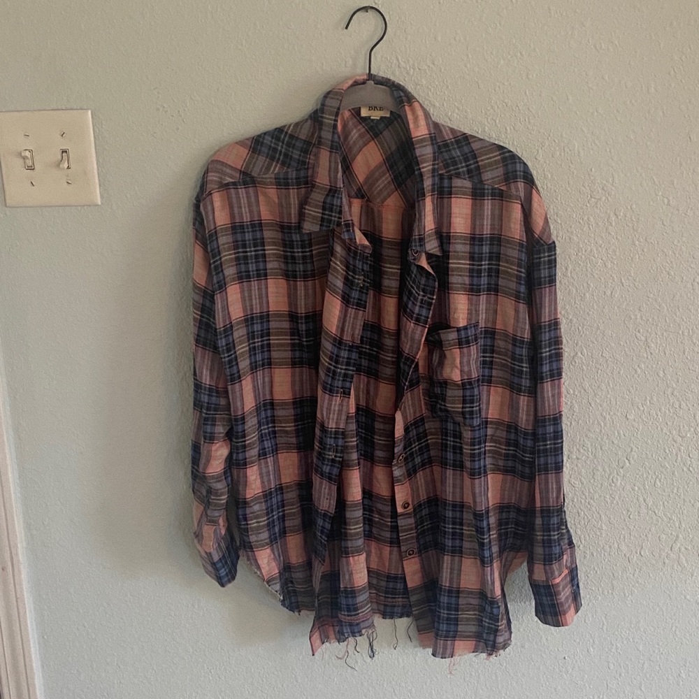 Distressed buckle flannel